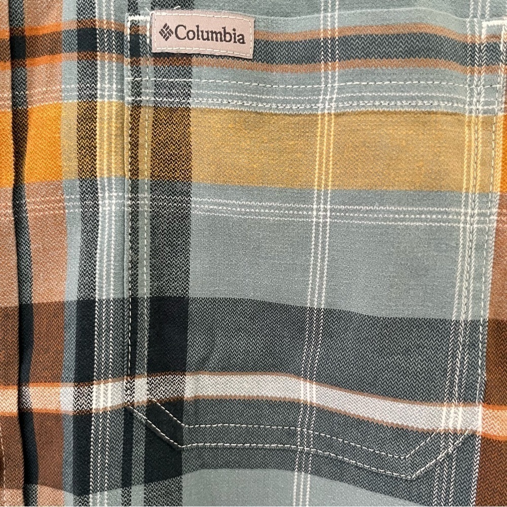 Columbia Mens Blue Plaid Long Sleeve Button Down Flannel Shirt Size Large - Picture 3 of 6